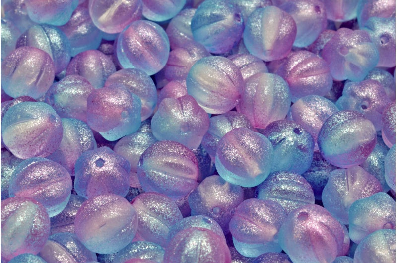 Melon Beads, Crystal Blue (00030-542003), Glass, Czech Republic