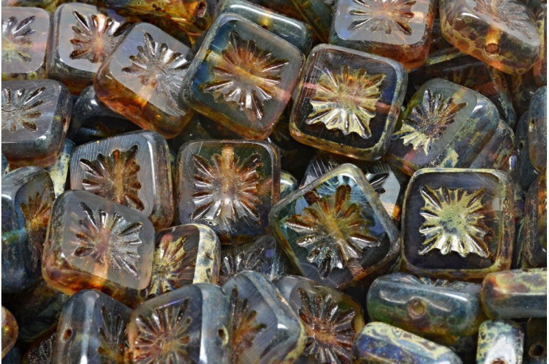 Table Cut Square Kiwi Beads, Tt004 Travertin (TT004-86800), Glass, Czech Republic