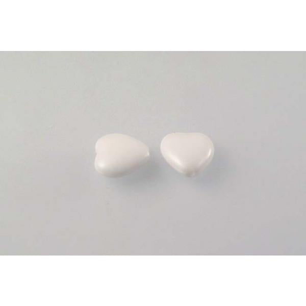 Heart Beads, Chalk White (03000), Glass, Czech Republic