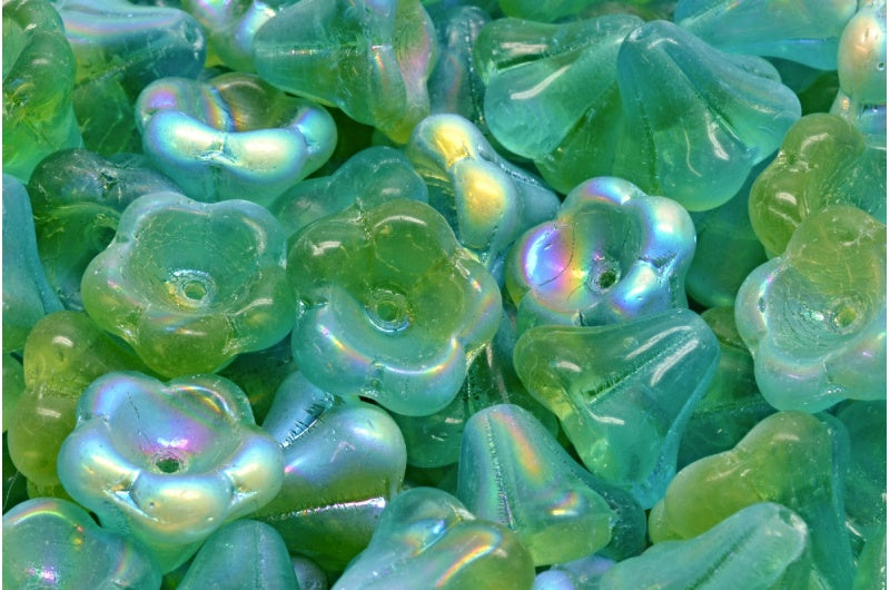 Bell Flower Beads, R0065 Ab (R0065-28701), Glass, Czech Republic