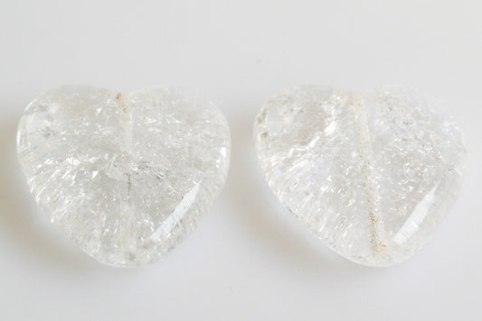 特卖 10 克心形珠子，24 x 22 毫米，裂纹水晶 (00030-85500)，玻璃，捷克共和国