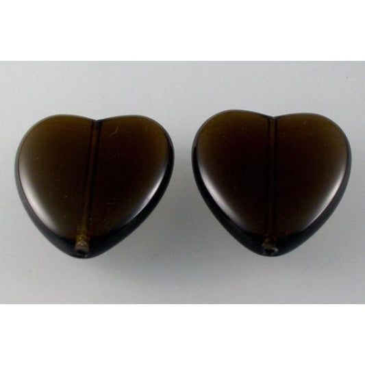 OUTLET 10 grams Heart Beads, 24 x 22 mm, Transparent Brown (10230), Glass, Czech Republic