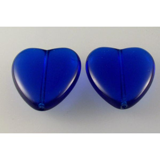 OUTLET 10g Heart Beads, 24 x 22 mm, Transparent Aqua (60310), Glass, Czech Republic