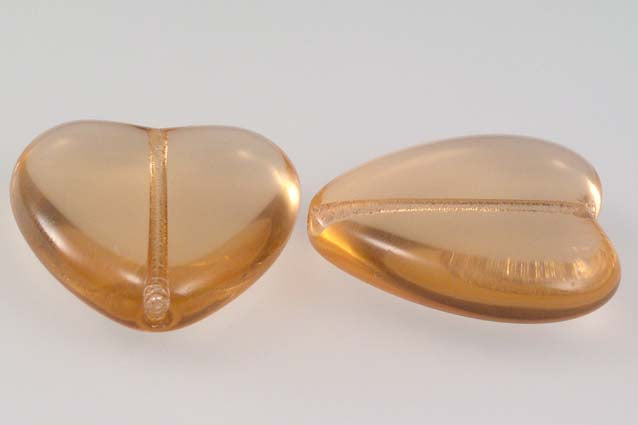 OUTLET 10g Heart Beads, 24 x 22 mm, Transparent Pink (70110), Glass, Czech Republic
