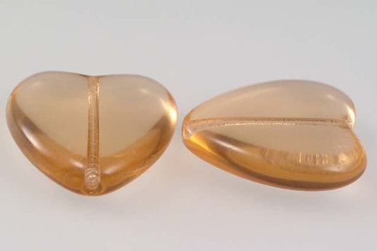 OUTLET 10g Heart Beads, 24 x 22 mm, Transparent Pink (70110), Glass, Czech Republic