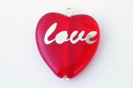 Heart Beads, Ruby Red Love (90080-LOVE), Glass, Czech Republic