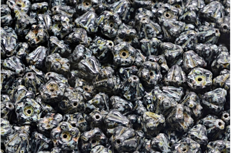 风铃花珠，黑色洞石 (23980-86800)，玻璃，捷克共和国