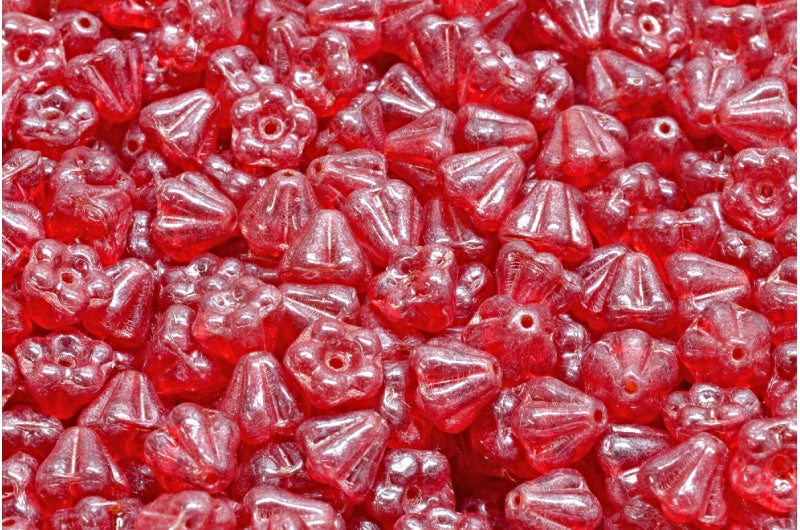 Bell Flower Beads, Ruby Red Hematite (90080-14400), Glass, Czech Republic