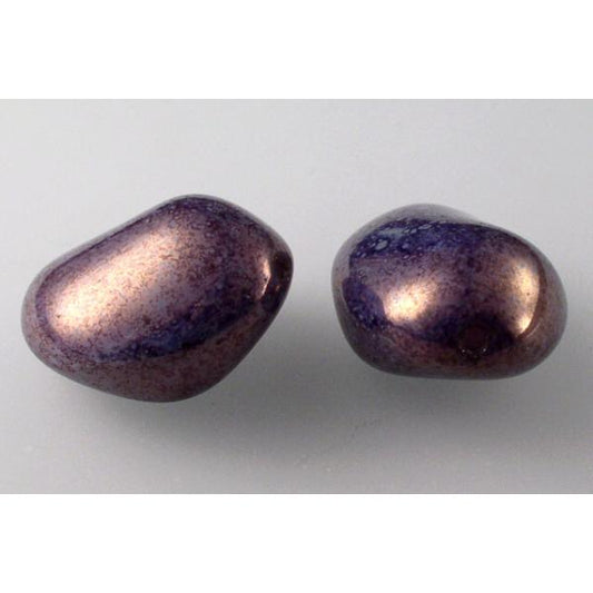 Pressed Beads, Chalk White Purple (03000-15726), Glass, Czech Republic