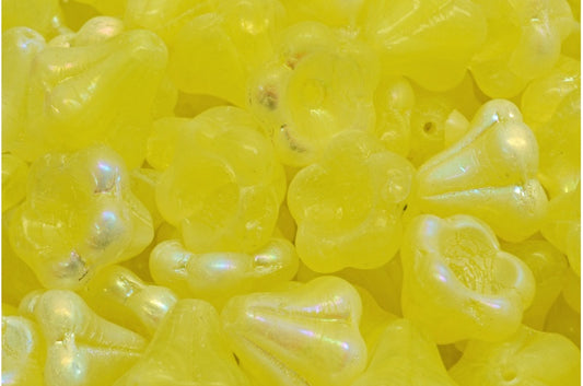 OUTLET 10 grams Bell Flower Beads, 11 x 13 mm, Yellow Ab (R0812-28701), Glass, Czech Republic