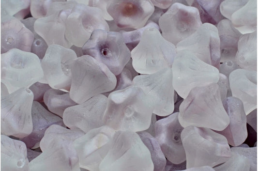 Flower Bell Beads, Crystal Purple Mattte (26028-84100), Glass, Czech Republic