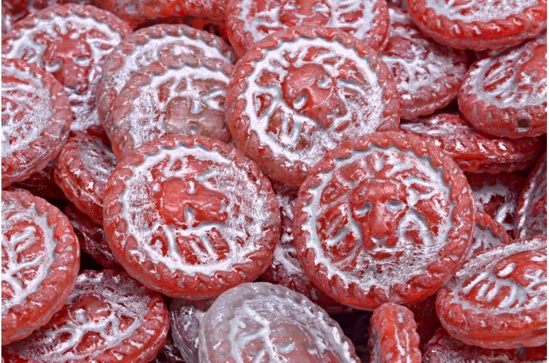 Lion Head Coin Beads, R0932 Silver Lined (R0932-54301), Glass, Czech Republic
