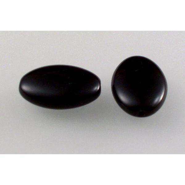オーバルビーズ、黒（23980）、ガラス、チェコ共和国