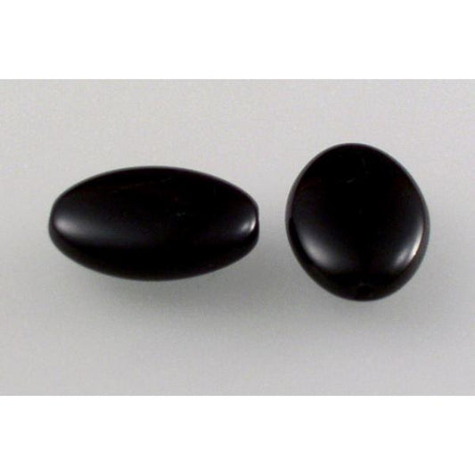 オーバルビーズ、黒（23980）、ガラス、チェコ共和国