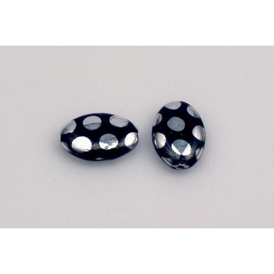 Oval beads, Black 27007 (23980-27007), Glass, Czech Republic