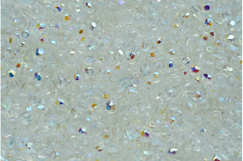 Faceted Round Fire Polished Beads, Crystal Etched Ab (00030-ETCH-28701), Glass, Czech Republic