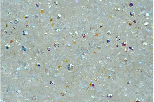 Faceted Round Fire Polished Beads, Crystal Etched Ab (00030-ETCH-28701), Glass, Czech Republic