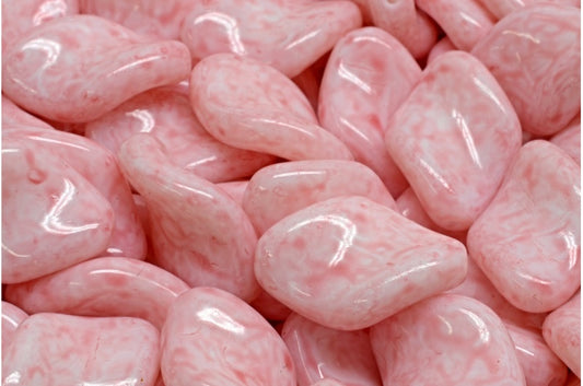 Curved Oval Beads, White Light Pink (02010-34304), Glass, Czech Republic