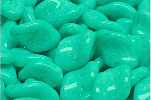 Curved Oval Beads, White Light Turquoise (02010-34309), Glass, Czech Republic