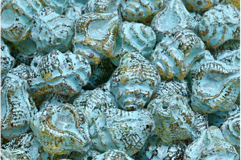 骨螺壳珠，水晶洞石浅蓝色内衬 (00030-86800-54308)，玻璃，捷克共和国