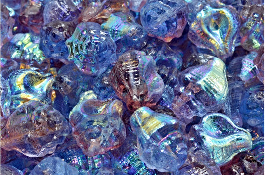骨螺贝珠，透明浅紫水晶透明蓝色AB (20030-30020-28701)，玻璃，捷克共和国
