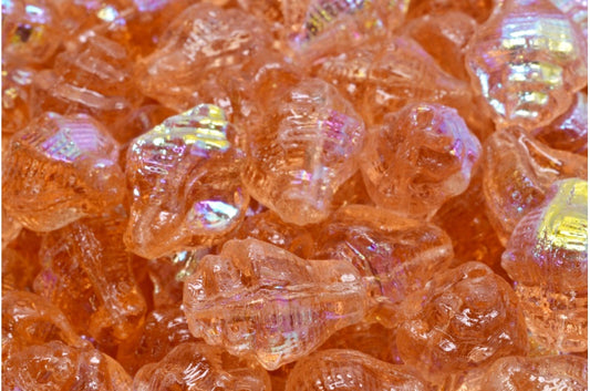 Murex Shell Beads, Transparent Pink Ab (70110-28701), Glass, Czech Republic