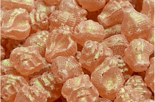 Murex Shell Beads, Transparent Pink Green Purple Shade (70110-79303), Glass, Czech Republic