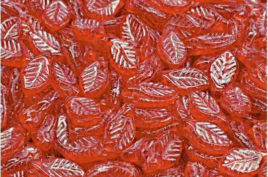 Bay Leaf Beads, Ruby Red 43801 (90080-43801), Glass, Czech Republic