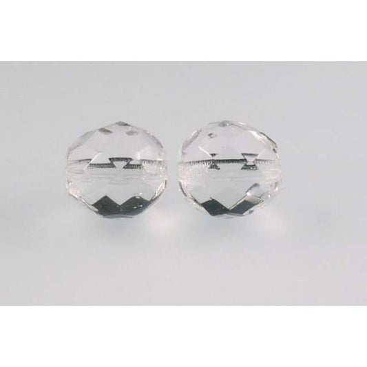 Faceted Round Fire Polished Beads, Crystal (00030), Glass, Czech Republic
