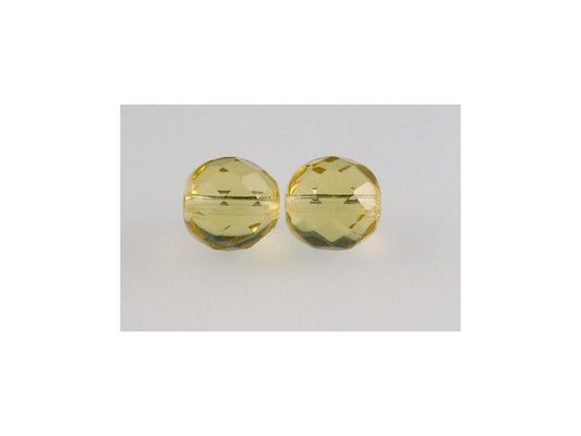 OUTLET 10 grams Faceted Round Fire Polished Beads, 10 x 10 mm, Yellow (80110), Glass, Czech Republic
