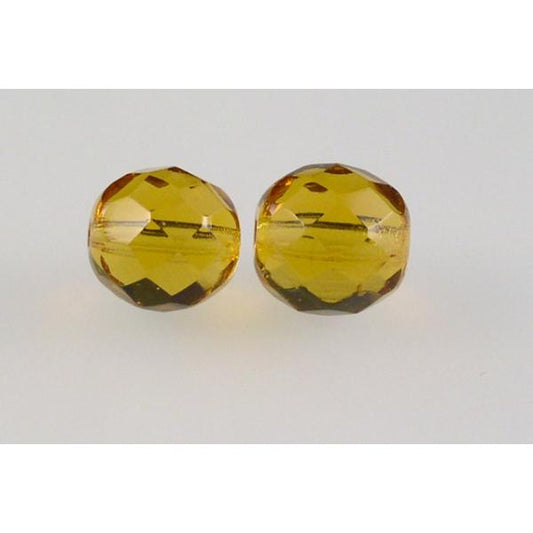 OUTLET 250g Round Faceted Fire Polished Beads, Topaz Z P (10070-Z-P), Glass, Czech Republic