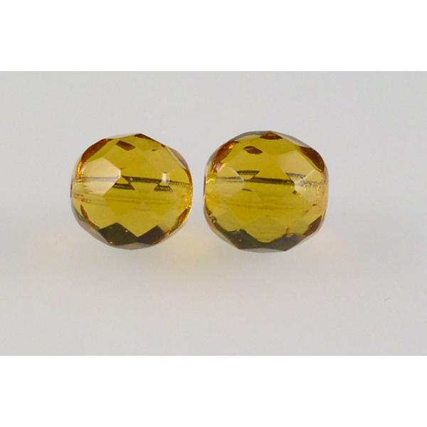 OUTLET 250g Round Faceted Fire Polished Beads, Topaz A (10070-A), Glass, Czech Republic