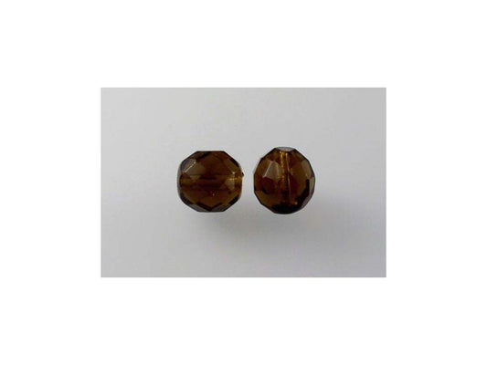OUTLET 10 grams Faceted Round Fire Polished Beads, 10 x 10 mm, Transparent Brown (10230), Glass, Czech Republic