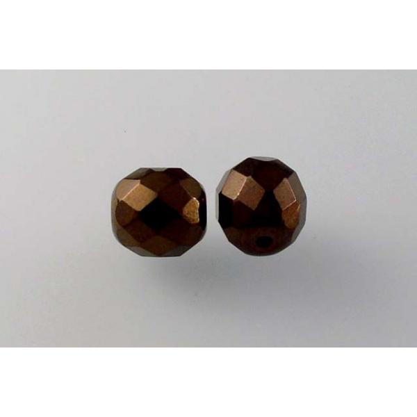 Fire Polished Faceted Beads Round 10 mm, Black Bronze (23980-14415), Bohemia Crystal Glass, Czechia 15119001