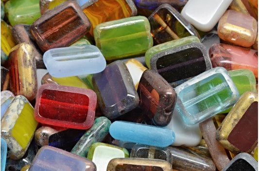 Table Cut Rectangle Beads, 1 Mixed Colors (00001-mix), Glass, Czech Republic