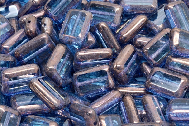 Table Cut Rectangle Beads, Transparent Aqua Purple (60000-15726), Glass, Czech Republic