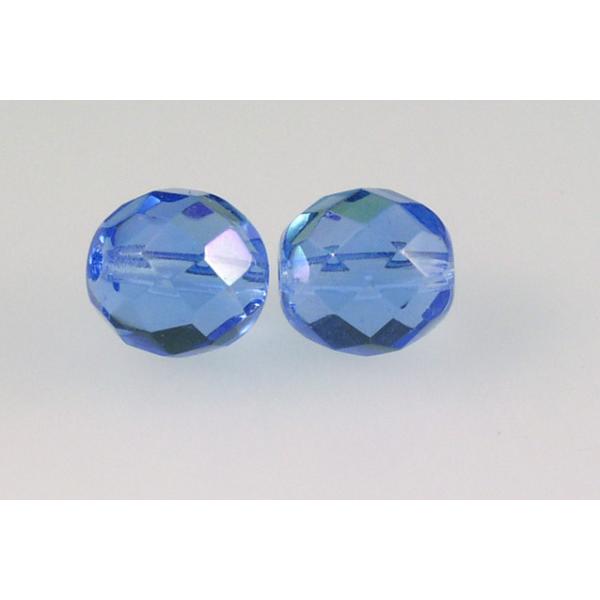 Fire Polished Faceted Beads Round 10 mm, Transparent Blue Ab (30030-28701), Bohemia Crystal Glass, Czechia 15119001