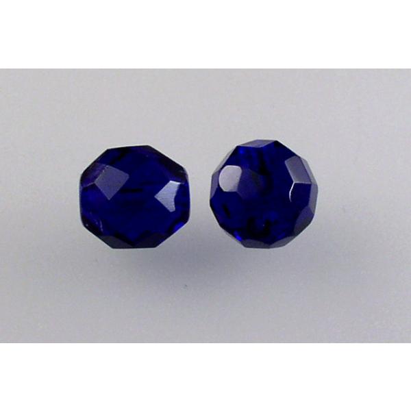 Faceted Round Fire Polished Beads, Transparent Blue (30080), Glass, Czech Republic