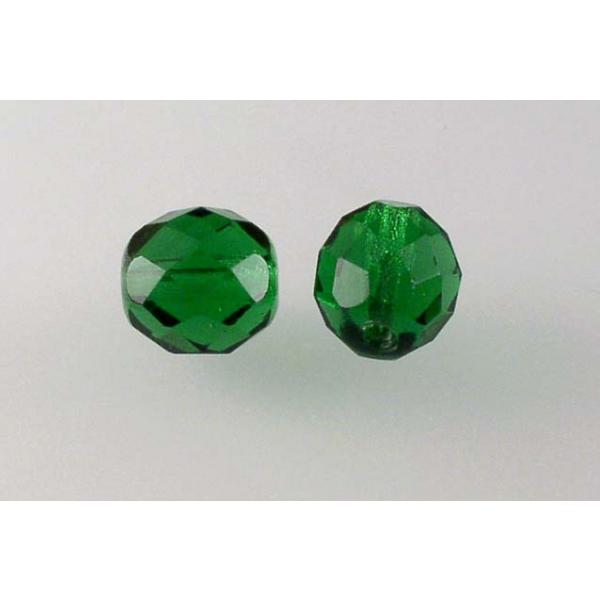 OUTLET 250g Round Faceted Fire Polished Beads, Emerald Green Ab (50120-28701), Glass, Czech Republic