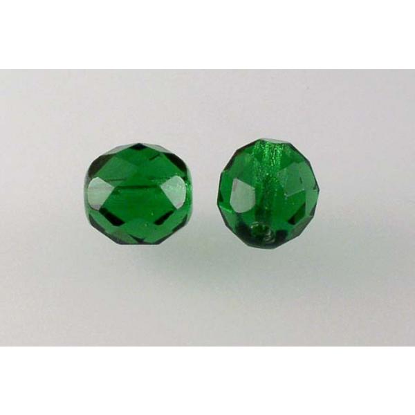 OUTLET 10 grams Faceted Fire Polished Round, Emerald Green (50120), Glass, Czech Republic