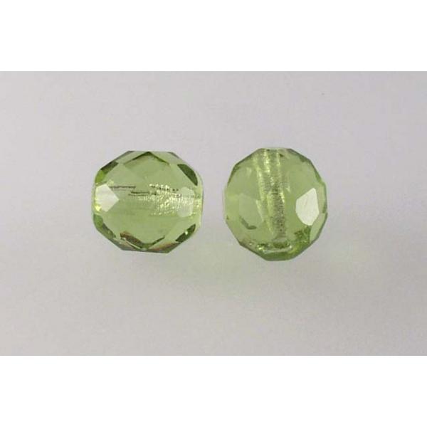 Fire Polished Faceted Beads Round 10 mm, Transparent Green (50200), Bohemia Crystal Glass, Czechia 15119001