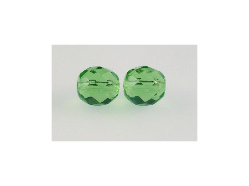 Fire Polished Faceted Beads Round Transparent Green Glass Czech Republic