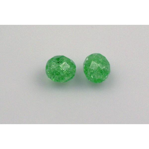 Fire Polished Faceted Beads Round 10 mm, Transparent Green Cracked (50520-85500), Bohemia Crystal Glass, Czechia 15119001