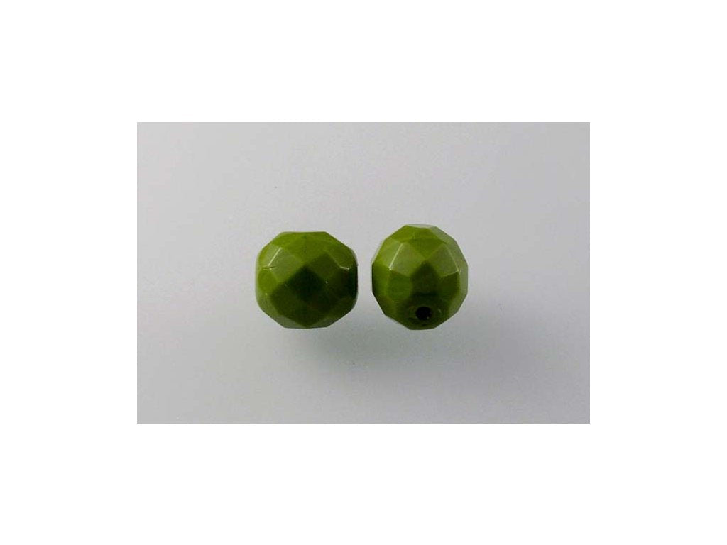 Fire Polished Faceted Beads Round Green Glass Czech Republic