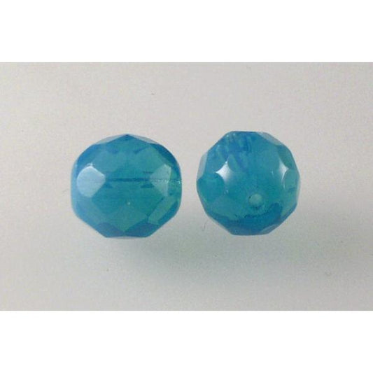 Fire Polished Faceted Beads Round 10 mm, Opal Aqua (61120), Bohemia Crystal Glass, Czechia 15119001