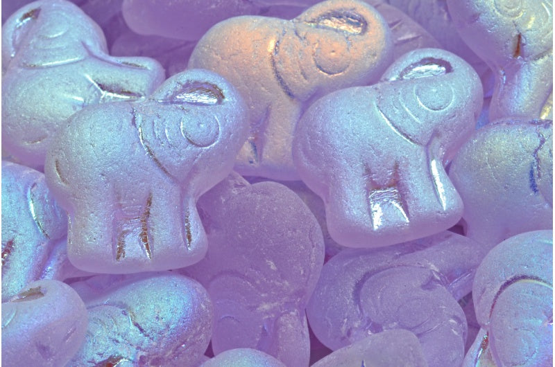 Elephant Beads, Transparent Light Amethyst Matte Ab (20310-84100-28701), Glass, Czech Republic