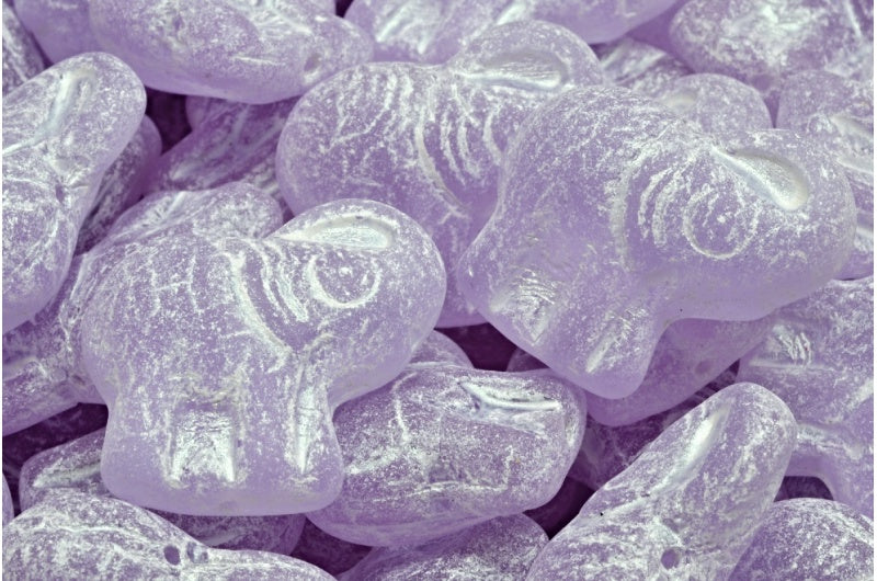 Elephant Beads, Transparent Light Amethyst Matte 43801 (20310-84100-43801), Glass, Czech Republic