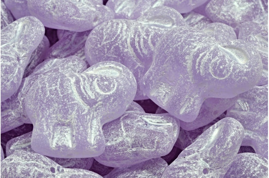 Elephant Beads, Transparent Light Amethyst Matte 43801 (20310-84100-43801), Glass, Czech Republic