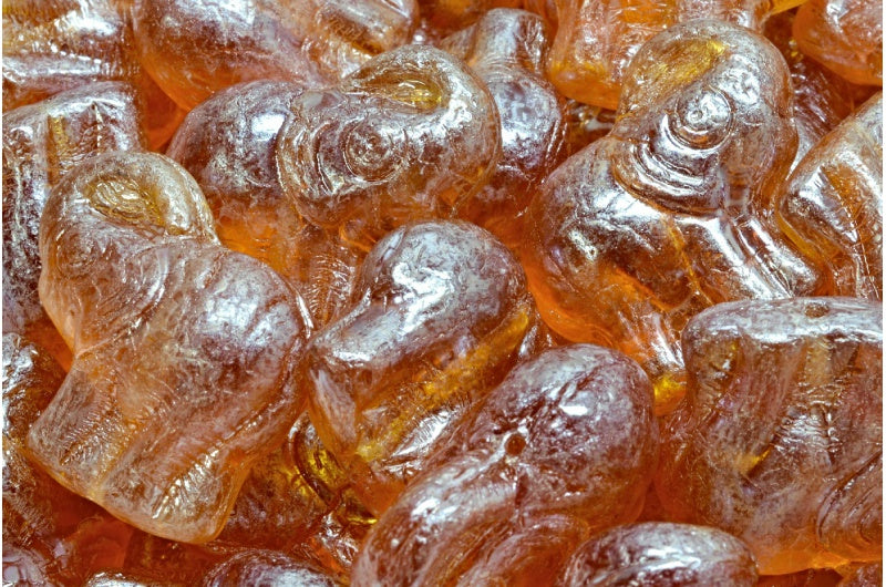 Elephant Beads, Transparent Orange Hematite (10060-14400), Glass, Czech Republic