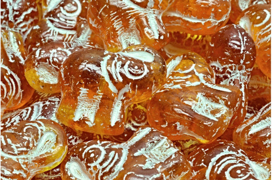 Elephant Beads, Transparent Orange 43801 (10060-43801), Glass, Czech Republic